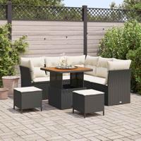Tuinbankenset 8 pcs Zwart poly rattan
