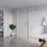 Fortifura Galeria Vrijstaande Inloopdouche - 90x200cm - Glas mat - antikalk - 8mm veiligheidsglas - 2 zijwanden 30cm - wandsteunen en hoekprofielen - Geborsteld Gunmetal PVD SW927771 2x/SW797929/SW797931 2x/SW798732 2x
