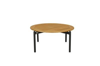 Qopps Ident koffie tafel 80 cm rond zwart frame teak blad