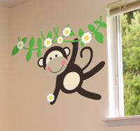 Sticker kinderkamer bloemen aap