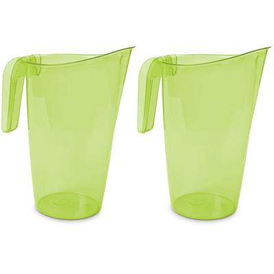 Hega Hogar Waterkan - 2x stuks - sapkan - groen - inhoud 1.75 liter - kunststof - karaf - pitcher