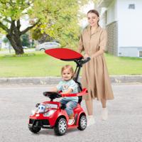 3-in-1 Loopauto met Duwstang Loopvoertuig Duwauto met Opbergruimte Loopauto Rood