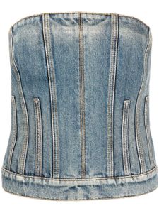 Alexander McQueen haut bustier en jean - Bleu