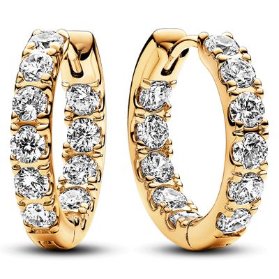 Pandora 263002C01 Oorringen Sparkling Row Eternity zilver-zirconia goudkleurig-wit