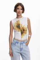Lyocell zonnebloem T-shirt - WHITE - M