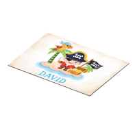 Cartoon piraten placemat met aanpasbare naam