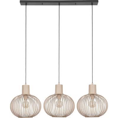 LED Hanglamp - Hangverlichting - Trion Alia - E27 Fitting - 3-lichts - Rechthoek - Zand - Metaal