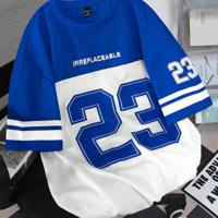 Bon&Bon Sporsity Heren T-shirt - Oranje Gestreept Oversized Fit Blauw-2 / XXL