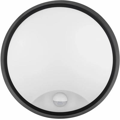 LED Wandlamp met Sensor - Kozolux Sorta - 20W 1600lm - Aanpasbare Lichtkleur 3in1 CCT - IP54 - Rond - Zwart