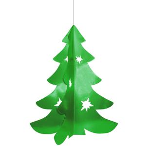 Kerstboom hangdecoratie - groen - 50 cm - papier - brandvertragend - kerstversiering