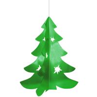 Kerstboom hangdecoratie - groen - 50 cm - papier - brandvertragend - kerstversiering - thumbnail