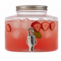 Home Deco Factory Drankdispenser rond - 3 liter - glas - limonadetap - 15 x 18 cm