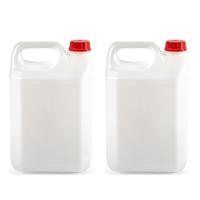 Jerrycan voor water/vloeistoffen - 2x - 5 liter - Kunststof - met draaidop - 13 x 18 x 29 cm Jerrycan voor water/vloeistoffen - 2x - 5 liter - Kunststof - met draaidop - 13 x 18 x 29 cm