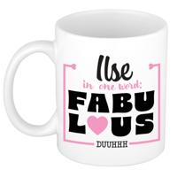 Naam mok Ilse - wit - Fabulous - keramiek - 300 ml - cadeau collega beker