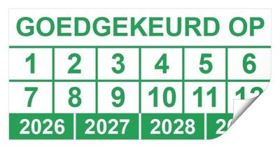 Keuringssticker goedgekeurd op rechthoek 50 x 25 mm - 100 stuks (op rol) Keuringssticker goedgekeurd op rechthoek 50 x 25 mm - 100 stuks (op rol)