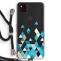 Gekleurde driehoekjes blauw: Pixel 4a 5G Transparant Hoesje met koord