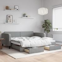Slaapbank onderschuifbed en lades 100x200 cm stof lichtgrijs