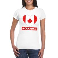 Canada t-shirt - met hartjes vlag print - wit - dames - korte mouwen - landen supporters
