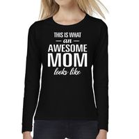 Awesome MOM cadeau t-shirt long sleeve zwart voor dames - thumbnail