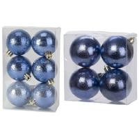 Kerstversiering set circel-motief kerstballen donkerblauw 6 - 8 cm - pakket van 20x stuks - Kerstbal - thumbnail