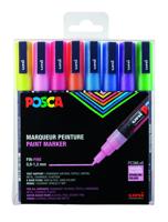 Paintmarker Uni POSCA PC3M fijn glitter pastel assorti set a 8 stuks