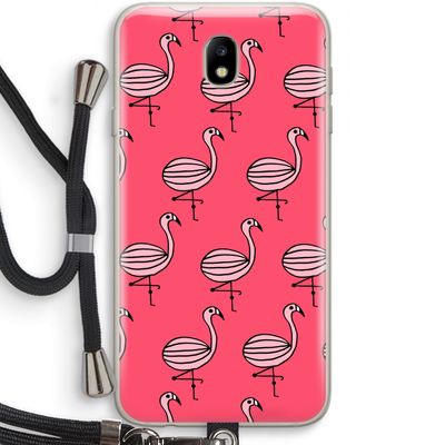 Flamingo: Samsung Galaxy J7 (2017) Transparant Hoesje met koord