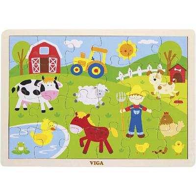 VIGA houten legpuzzels, boerderijdieren, afm 30x22,5 cm, 24 delen, 1 stuk