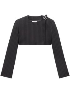 Courrèges veste crop à fines rayures - Noir