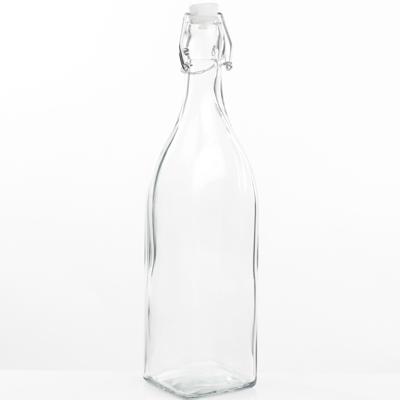 Decoratie fles - 1000ml/1ltr - beugeldop - 8 x 32 cm - glas - cadeau fles - decoratieflessen