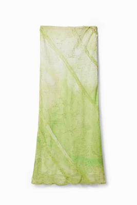 Midi-rok met bloemenkant - GREEN - M