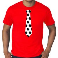 Grote maten rood supporter t-shirt voetbal stropdas EK/ WK voor heren