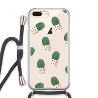 Cactusprint roze: iPhone 7 PLUS Transparant Hoesje met koord