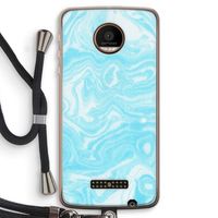 Waterverf blauw: Motorola Moto Z Force Transparant Hoesje met koord
