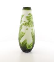 A CAMEO GLASS VASE 'GREEN FLOWERS'