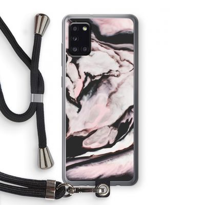 Roze stroom: Samsung Galaxy A31 Transparant Hoesje met koord