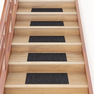 VidaXL Trapmatten zelfklevend 15 stuks 60x25 cm zwart rechthoekig