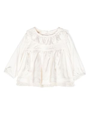 Caffe' D'orzo blouse Livia à col volanté - Tons neutres