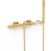 Badkraan Tres Project | Opbouw | Mengkraan | Waterval uitloop | 2-weg | hoh 15 cm | 1-knop | Rond | 24k Goud mat
