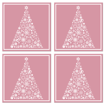 Kerst onderzetters Feestelijke boom op roze