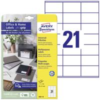 Avery-Zweckform 3481-10 Universele etiketten 70 x 41 mm Papier Wit 210 stuk(s) Permanent hechtend Laser (kleur), Laser (zwart/wit)