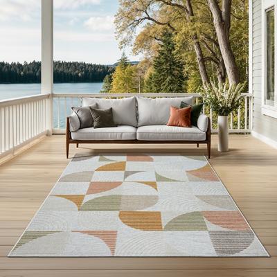 Karpet24 Mira - 80x150 cm - Modern Vloerkleed met Abstract Geometrisch Design, Multi Kleuren, Voor Binnen en Buiten