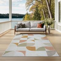 Karpet24 Mira - 80x150 cm - Modern Vloerkleed met Abstract Geometrisch Design, Multi Kleuren, Voor Binnen en Buiten