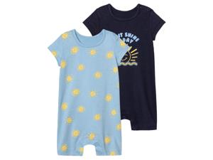 lupilu 2 baby playsuits (74/80, Lichtblauw/marineblauw)