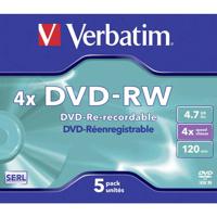 Verbatim 43285 DVD-RW disc 4.7 GB 5 stuk(s) Jewelcase Herschrijfbaar