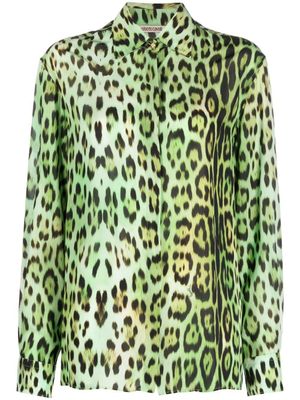 Roberto Cavalli chemise à imprimé léopard - Vert