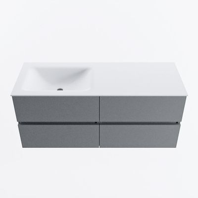 MONDIAZ VICA 120cm badmeubel onderkast Plata 4 lades. Wastafel CLOUD links zonder kraangat, kleur Talc.