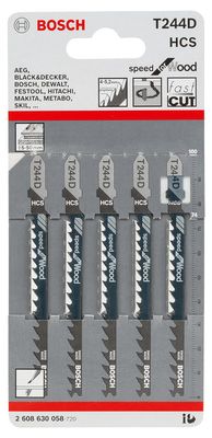 Bosch Accessoires 5x Speed voor hout decoupeerzaagblad T244D - 2608630058