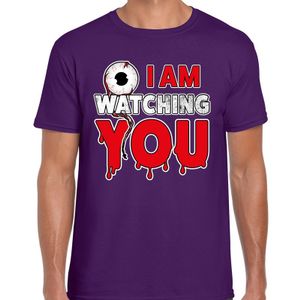 Halloween I am watching you verkleed t-shirt paars voor heren