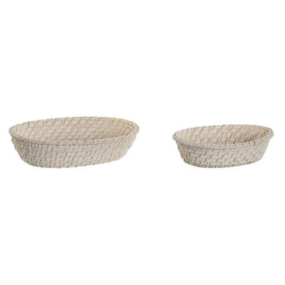 Basket spelset Home ESPRIT Wit Natuurlijk Bamboe Rotan 29 x 22 x 7 cm