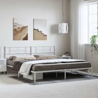Bedframe met hoofdbord metaal wit 193x203 cm